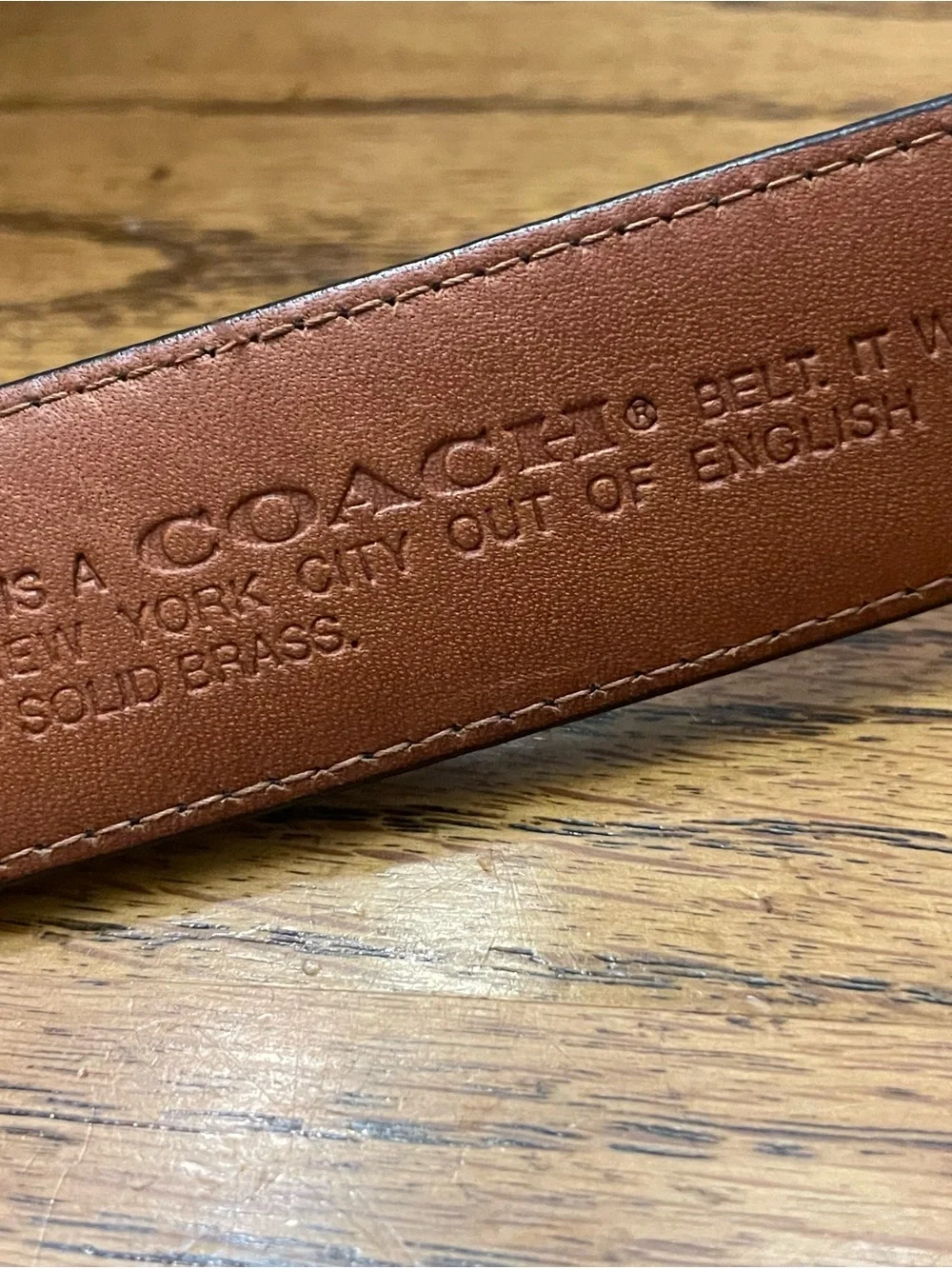 Men's Coach Brown Leather Belt with Solid Brass Buckle 36”